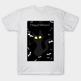 "Happy Halloween" Spooky Tiny Halloween Kitten T-Shirt